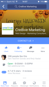 Facebook Cre8ive Marketing Mobile Page View